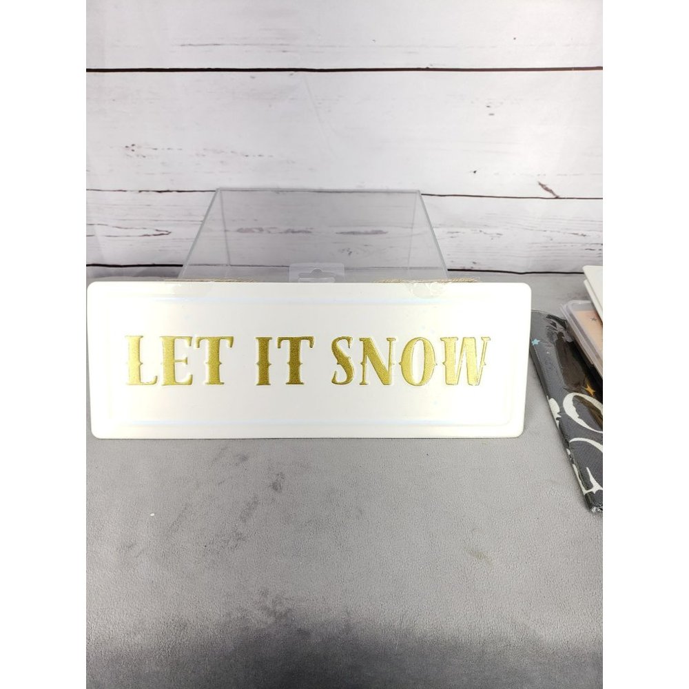 Let It Snow White‎ Gold Lettering Metal Hanging Christmas Decor